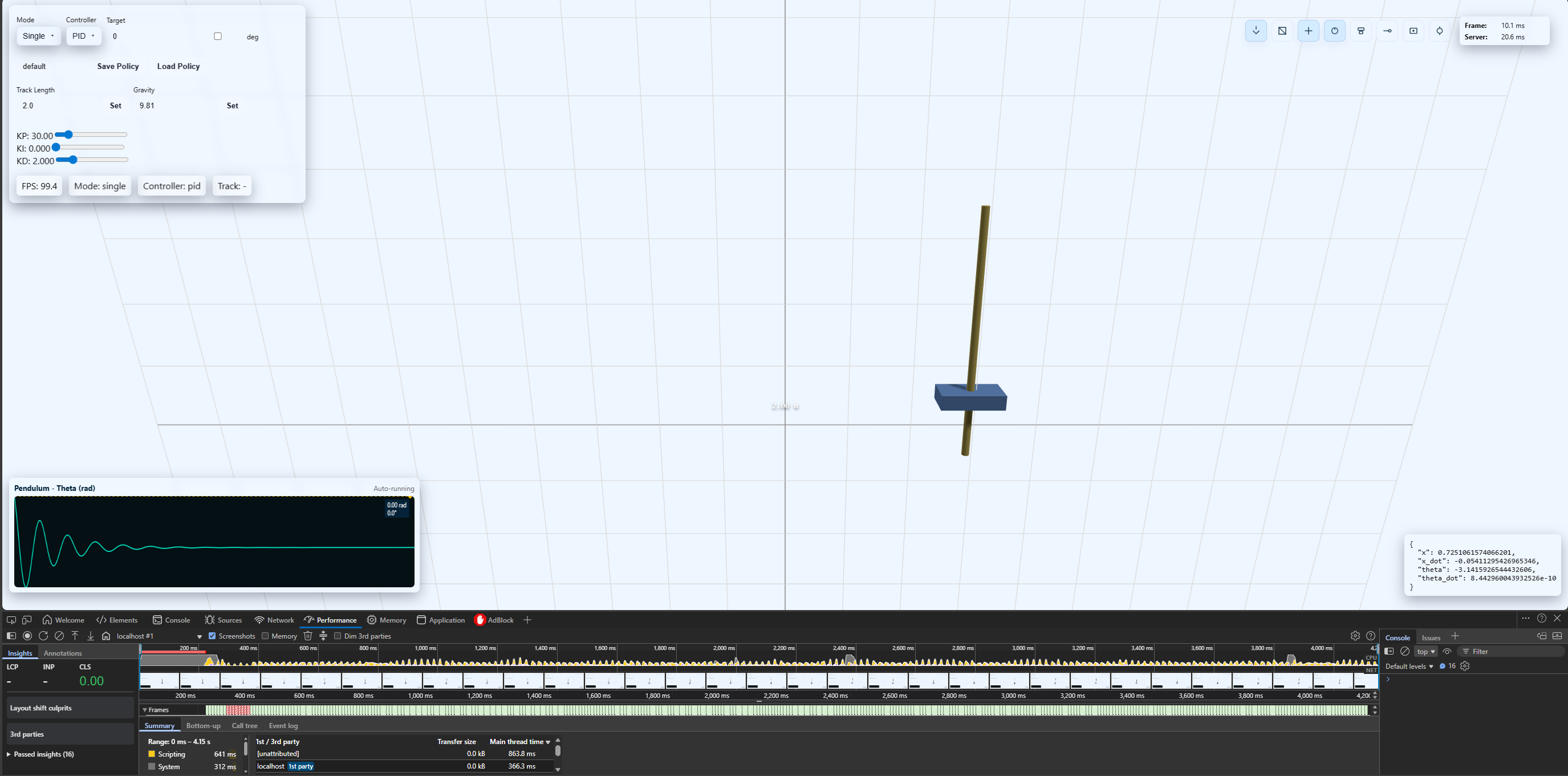 Balancing a single pendulum.